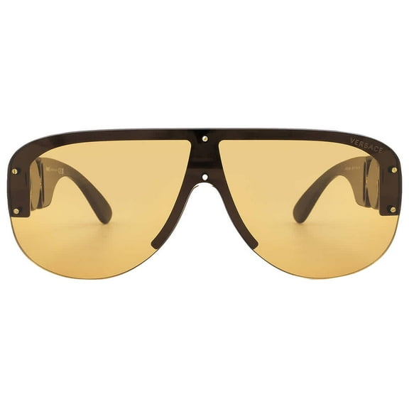 Versace Unisex Semi Rimless Fashion Sunglasses, Black/Orange