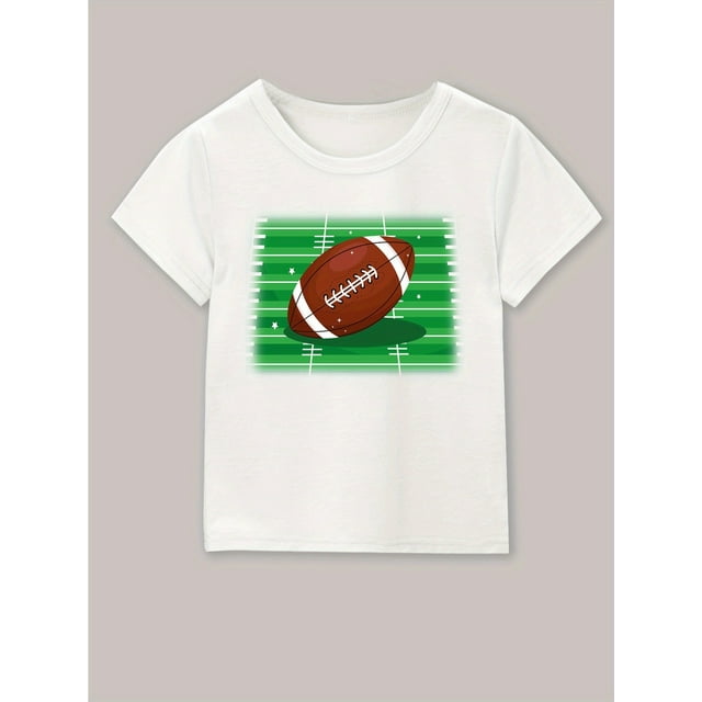 T-shirt Imprimé Rugby Garçon et Fille, Haut à Manches Courtes Col Rond, Vêtements d'Été pour Enfants, Cadeaux de Rentrée