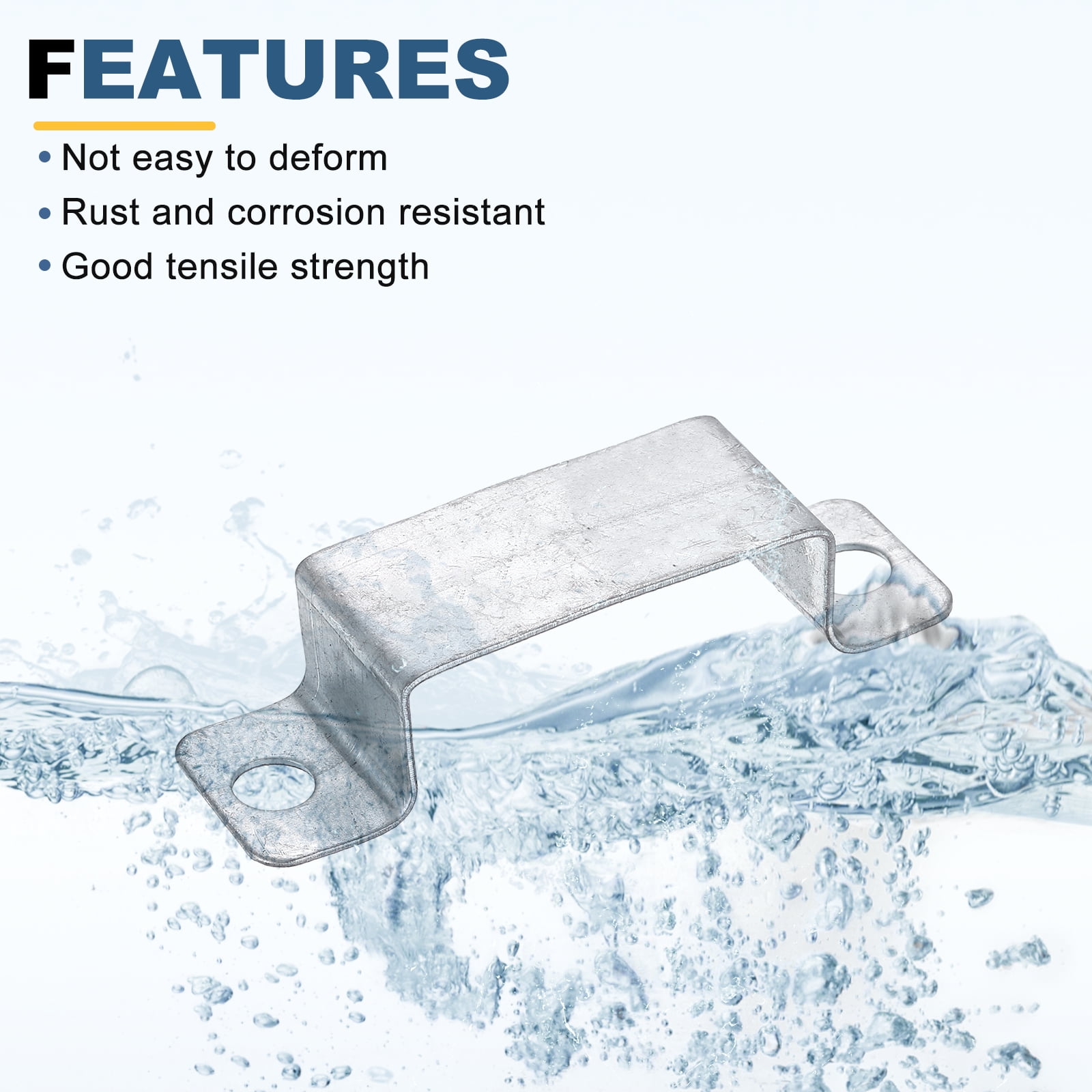 Uxcell 6 Pack 71x27 mm U Shaped Connector Bracket, Square Tube Strap Clamp Galvanized Steel Pipe Clamp Wood Deck Fence Post Tie for Water Pipes Stairs Railing Installation, Silver