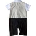 thumbnail image 2 of stylesilove Infant Toddler Baby Boy Glossy Lapel Double Breasted Tuxedo Onesie (90/12-18 Months, Khaki), 2 of 5