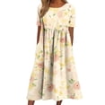 thumbnail image 3 of TaTaai Women's Knee-Length Floral Dress with Short Sleeves, Round Collar, and Comfortable Casual Silhouette Gift, 3 of 7