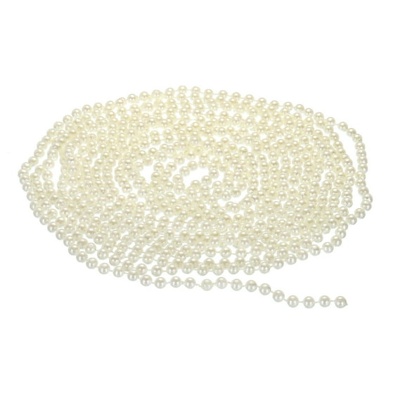 Uxcell 6mm Faux Pearl Beads Garland, 16.4 Ft Pearl String Chain Pearl Roll, Beige