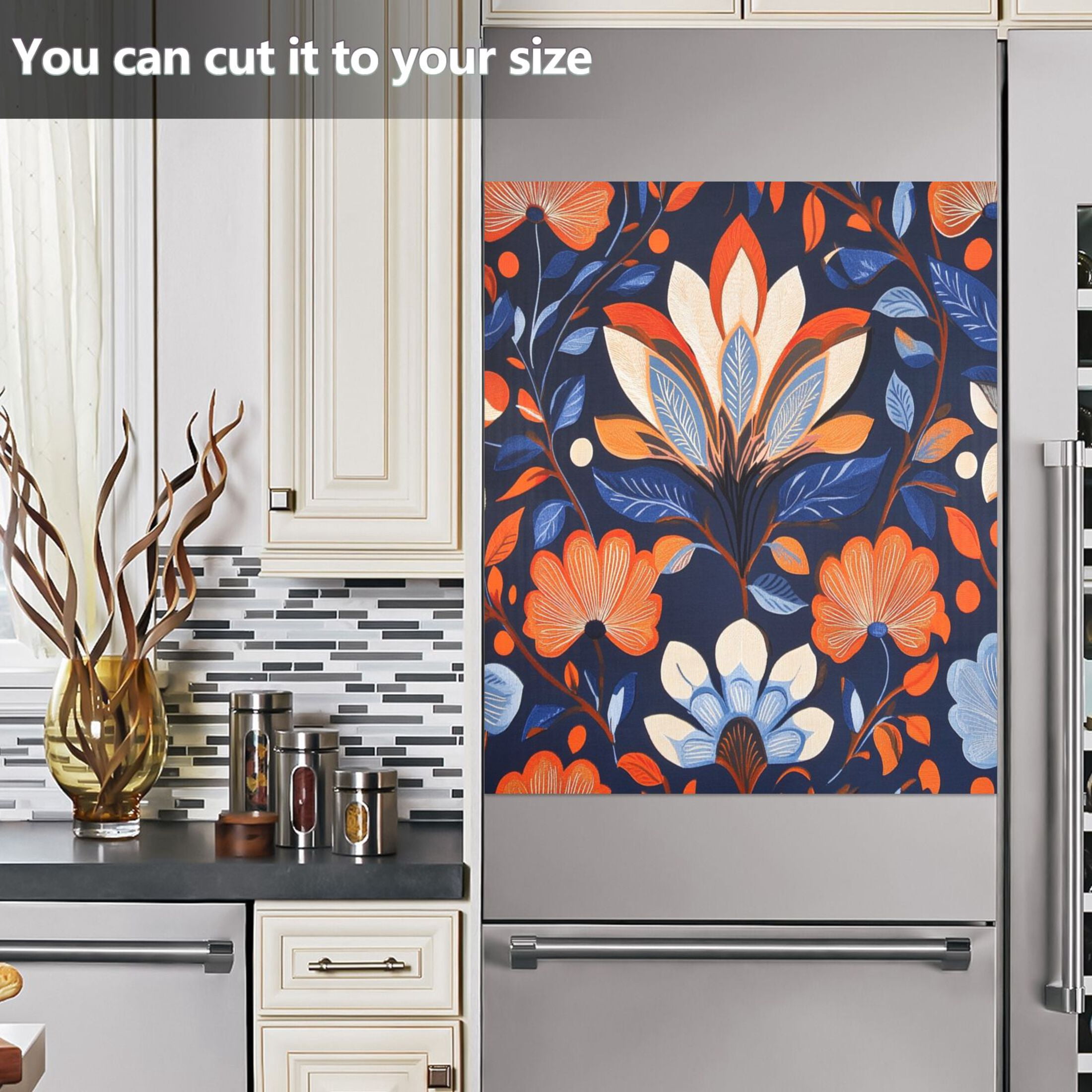 Dishwasher Magnetic Sticker 23x26 Inch Refrigerator Magnetic Sticker Washing Machine Magnetic Sticker Kitchen Panel Magnetic Sticker Home Decor Beautiful Orange Lotus