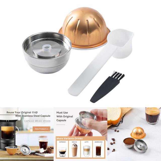 Cápsulas de primera , tamper y cepillo de acero inoxidable, Metal para cafetera, accesorio para máquina estilo C Baoblaze cápsula de café inoxidable