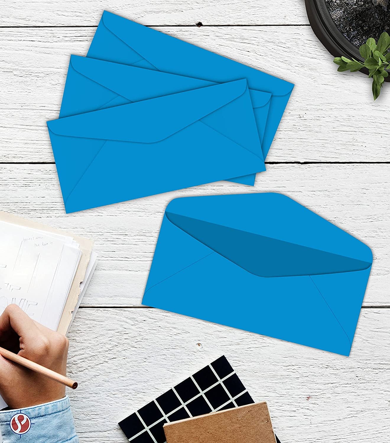 Blue Bright Color #10 Envelopes - Great for Mailing Letters, Business Memos, Invitations, Invoices, Bills | 4 1/8" x 9 1/2" | 50 Envelopes