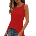 thumbnail image 5 of Miluxas Pleated Tank Tops for Women Crew Neck Sleeveless Dressy Casual Work Tank Top Summer Red XXL(XXL), 5 of 7