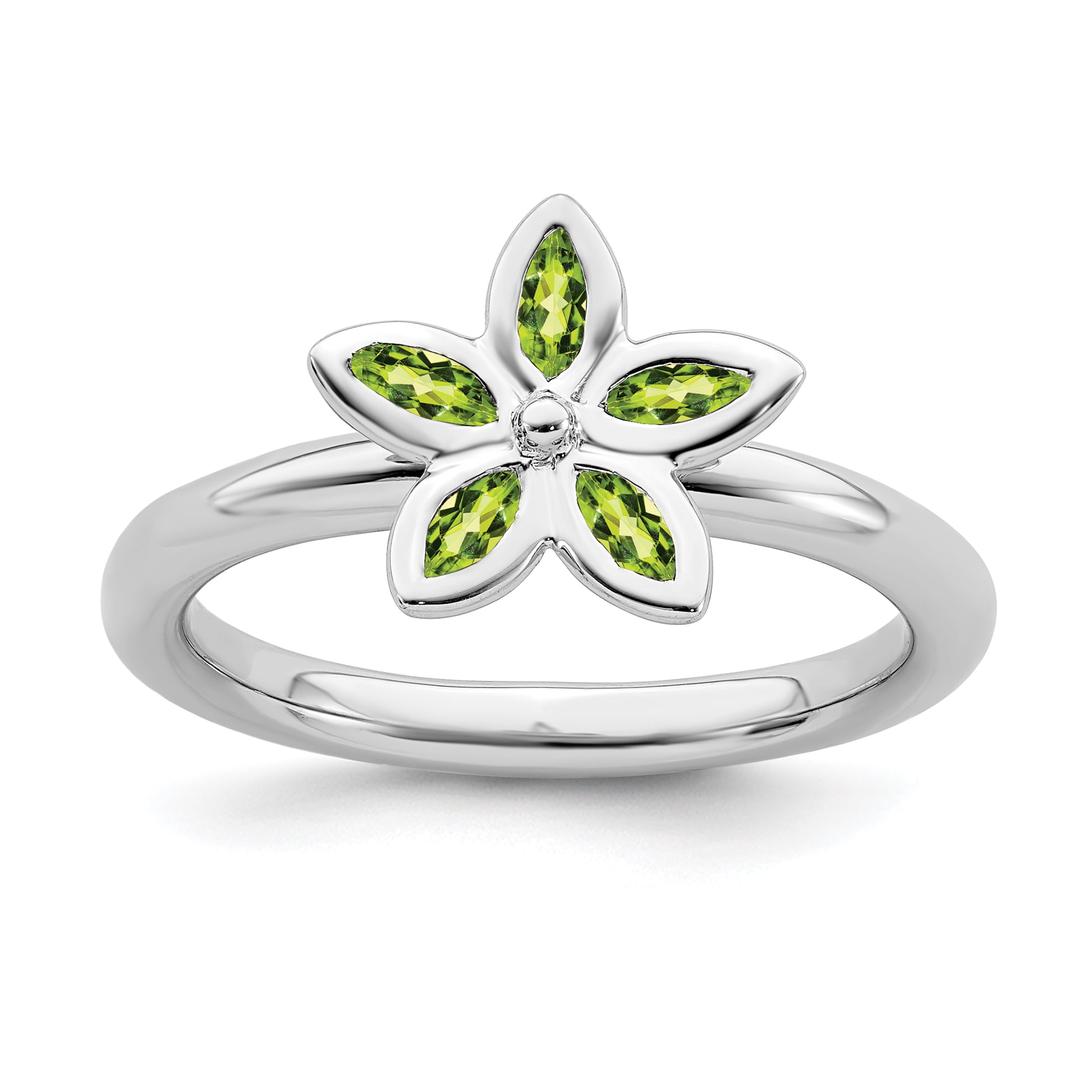 925 Sterling Silver Green Peridot Band Ring Stone Gemstone Fine Jewelry For Women Gifts For Her