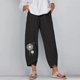 thumbnail image 2 of Moda Mujer Verano Casual Suelto Algodón Y Lino Bolsillo Impresión Pantalones Pantalones Odeerbi ODB-6, 2 of 4
