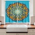 thumbnail image 2 of Ambesonne Oriental Kitchen Curtains, Mandala Floral, 55"x45", Orange and Blue, 2 of 3