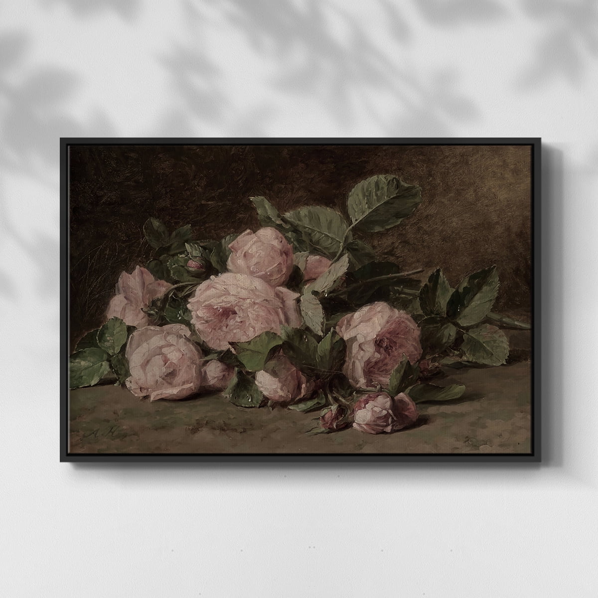 Vintage Botanical Print-XLI By Wexford Home Framed in Black Wood Gallery Wrapped Canvas 17 in. x 25 in.