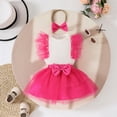 thumbnail image 6 of Gubotare Baby Girl Cowgirl Outfit Baby Girl Clothes Birthday Girl Outfit Romper Tutu Skirt Set Half Birthday Girl Outfit 0 3 6 9 12 18 24 Months (Hot Pink,Size 12-18 Months), 6 of 9