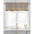thumbnail image 2 of Brown Mandala Linen Curtain Valance for Bedroom/Bathroom/Kitchen/Living/Dining Room Window,Boho Rustic Tribal Ethnic Bohemian Geometric Pocket Topper Drapes Decorative Cafe Drapery Panel 42"x12", 2 of 6