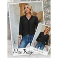 thumbnail image 6 of Hibeli Womens Crochet V Neck 3/4 Sleeve Solid Color Blouse, 6 of 7