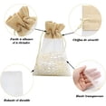 thumbnail image 3 of Bolsitas de organza de yute, 24 bolsas de regalo de organza de 10 × 15 cm con cordón reutilizable para bodas, joyas, dulces, festivales, 3 of 5