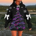 thumbnail image 2 of Makaor Womens Zip Hoodie Christmas Plus Size Tunic Sweatshirt Long Sleeve Pullover Graphic with Bow Oversized Tops, 2 of 5