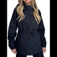 thumbnail image 1 of Chaqueta Impermeable de Larga con Capucha y Cremallera para Mujer, Gabardina, Cortavientos, Chaqueta de Viaje. Azul Marino M, 1 of 9