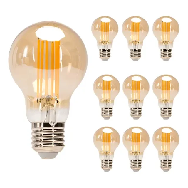 Lampara Foco Vintage Led Ahorrador E27 A60 10w 10pcs Ámbar
