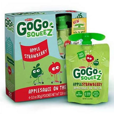 GoGo Squeez Apple Strawberry Applesauce 3.2 oz Pouches - Box of 12/4-Pack Boxes