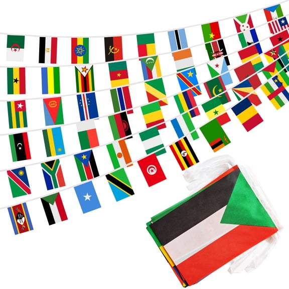 Africa 54 Countries Banner Flag String, 54 African Country Mini Flag Small Banner for Classroom, Party, Shops and Bars Decorations