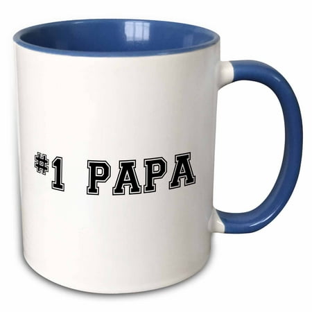 3dRose #1 Papa - Number One Papa - for great and best dads - black college font text - good for Fathers Day - Two Tone Blue Mug, (Best Font For Number Plate)