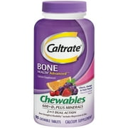Caltrate Bone Health 600+D3 Calcium Chewables, Multi-Flavor, 90 Ct