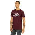 thumbnail image 2 of Daxton Adult Unisex Tshirt Dallas Script with Texas Vertical on the Back, Burgundy White, L, 2 of 3