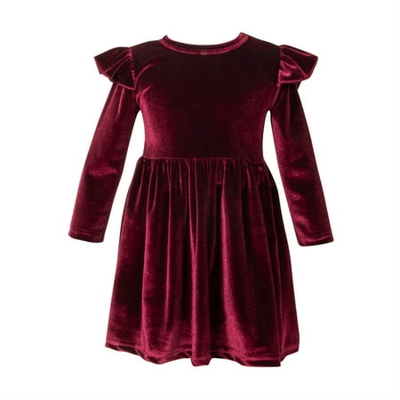 

Zukuco Toddler Baby Girl Fall Winter Clothes Ruffle Long Sleeve Velvet Dress Casual Princess Party Dresses Outfit Christmas Gift