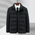 thumbnail image 3 of GuangCheng Mens Quilted Puffer Jackets,Stand Collar,Winter Fleece Warm Thick Coat,with Zippered Pockets,Black,4XL, 3 of 4
