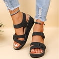 thumbnail image 5 of Bibifish Womens Wedge Sandals Open Toe Dual Hook Loop Cutout Suede Platform Sandals Soft Support Breathable Summer Outdoor Sandals, 5 of 9