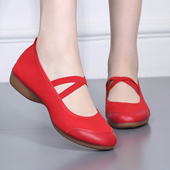 Cxenplz Women Comfort Slip On Ballet Shoes Mary Jane Dressy Knit Flats with Adjustable Straps Washable Casual Office