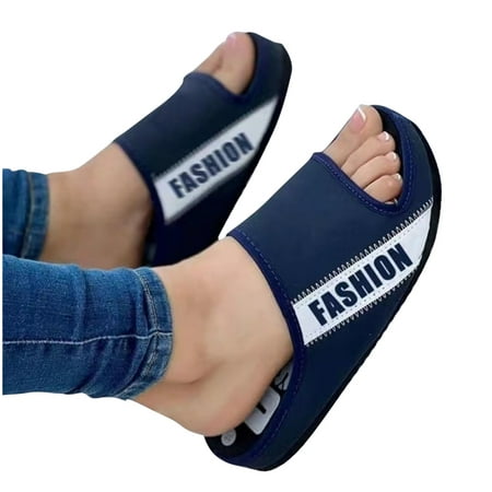 

Womens Summer Fabric Flat Sandals Fashion Casual Comfy Outdoor Peep Toe Letter Color Block Platform Slippers Casual Slide Sandals Flats Flip-Flops Sandal Platforms Wedge Heeled Sandal A17481
