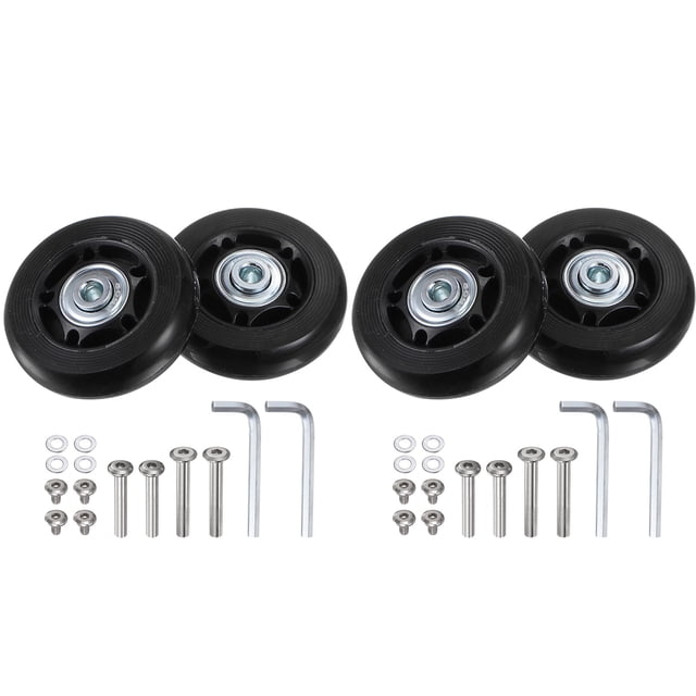 Ruedas de equipaje de reemplazo Uxcell 60x18mm Kits de reparación de ruedas de maleta 2 ruedas con rodamientos de PU para bolsa de carrito, patín en línea