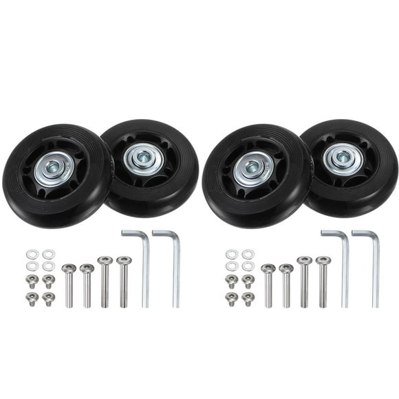 Ruedas de equipaje de reemplazo Uxcell 60x18mm Kits de reparación de ruedas de maleta 2 ruedas con rodamientos de PU para bolsa de carrito, patín en línea