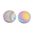 thumbnail image 2 of Ion Plating(IP) 304 Stainless Steel Pendants Textured Flat Round Rainbow Color 20x1mm Hole: 1.4mm, 2 of 2