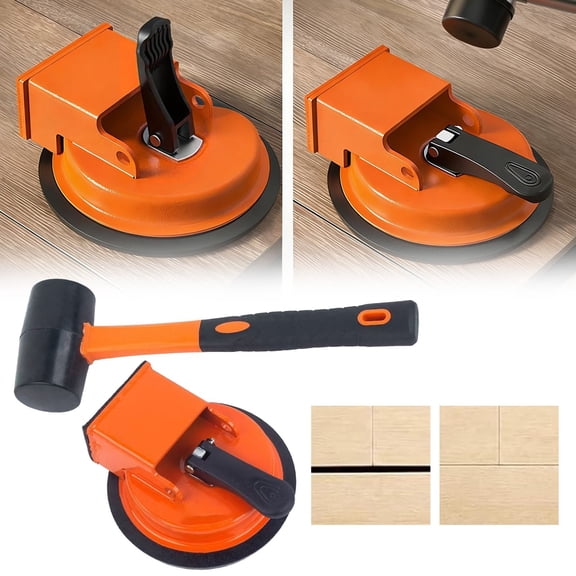 Floor Gap Fixer Tool Kit, Suction Cup with Rubber Mallet for Wood & Vinyl Plank Floor Seams