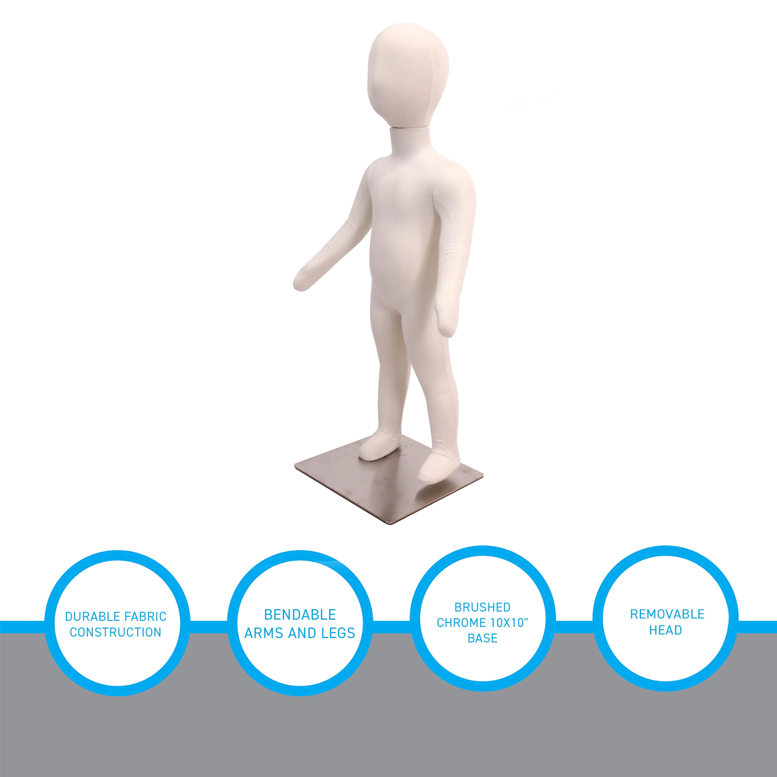 SSWBasics Small Youth Flexible Mannequin (1 Year) - 30½" With Head 24½" Without Head  - With Base