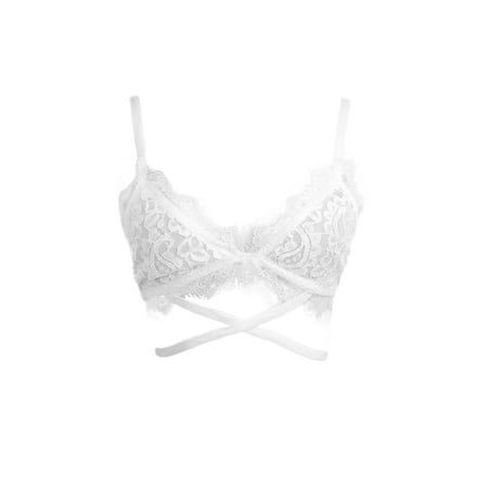 bra bralette unlined unpadded hollow sheer mesh adjustable strap lingerie lace cup cross
