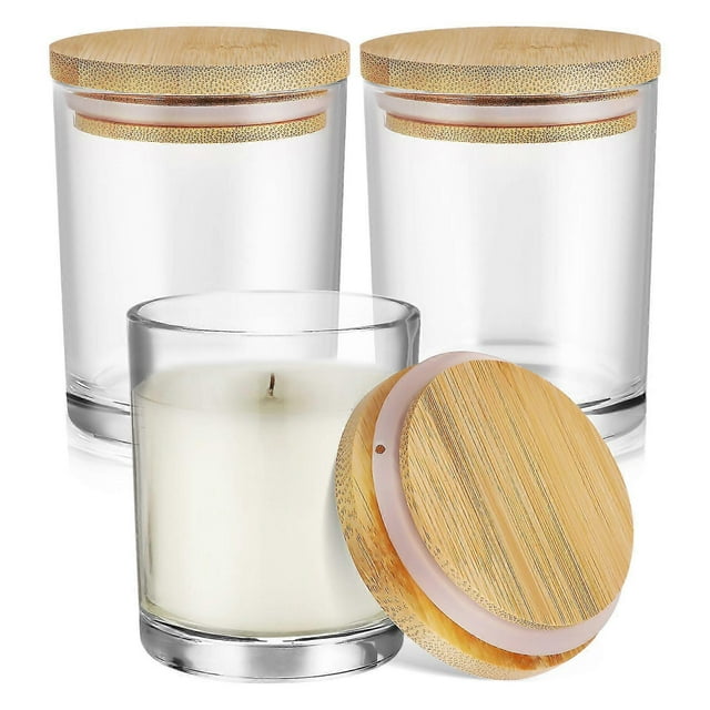3 Pcs Candle Jars Glass Candle Jars Clear Candle Containers Empty Glass Jars With Lids For Candle Making