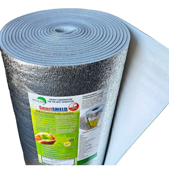 SmartSHIELD Pro-10mm 48"x50ft Reflective Insulation, Foam Core, Foil and White.