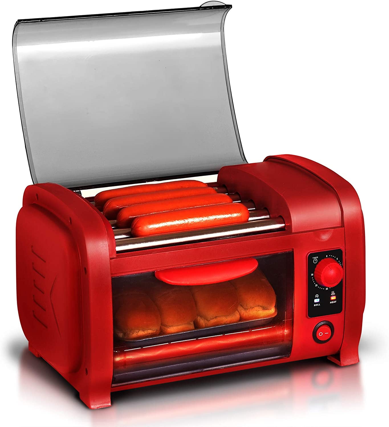 Elite Gourmet EHD051B Hot Dog Toaster Oven, 30Min Timer, Stainless