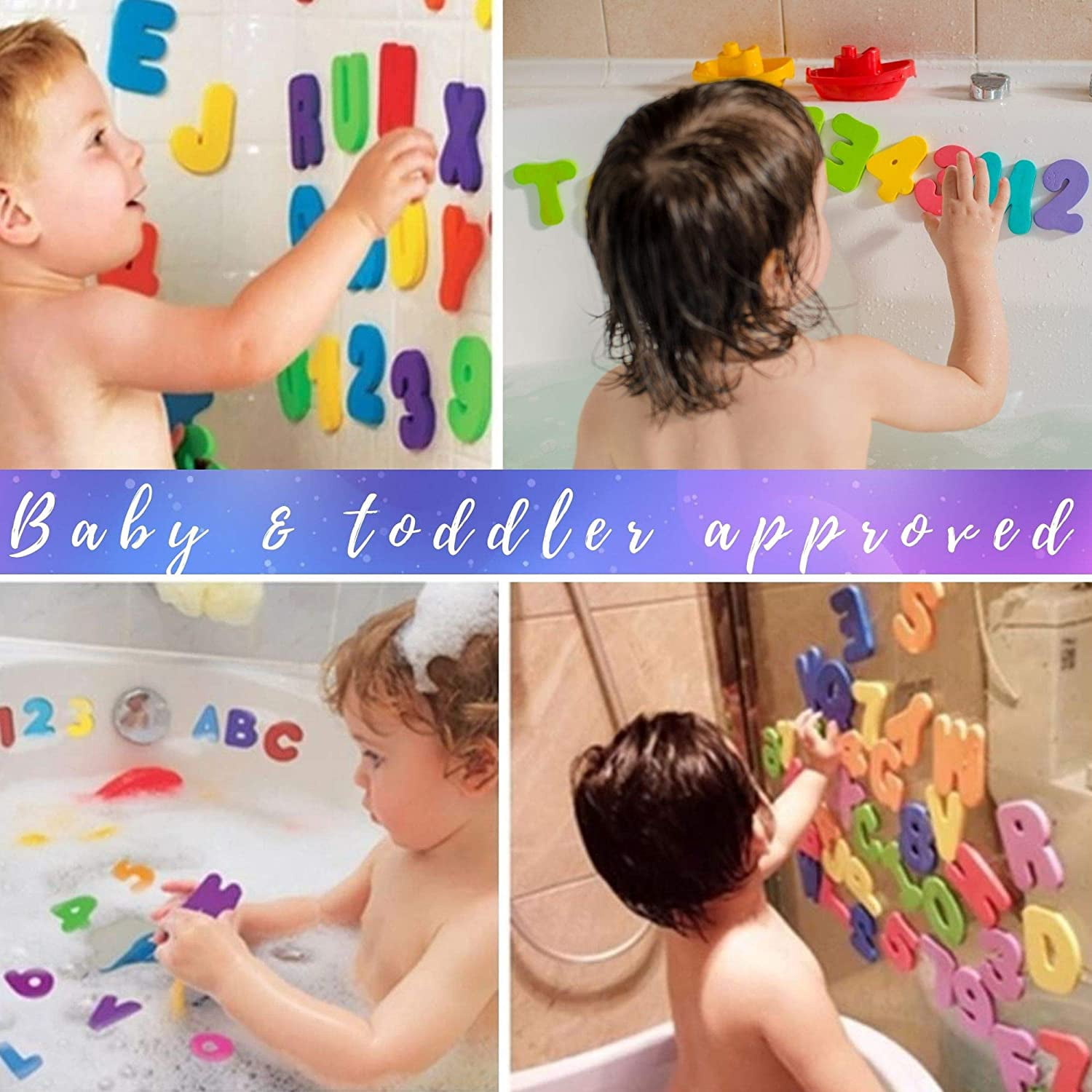 2 x Mesh Bath Toy Organizer With 36 Bath Letters & Numbers , Educational Foam Letters and Perfect Toy Storage Net for Baby Bath Toys