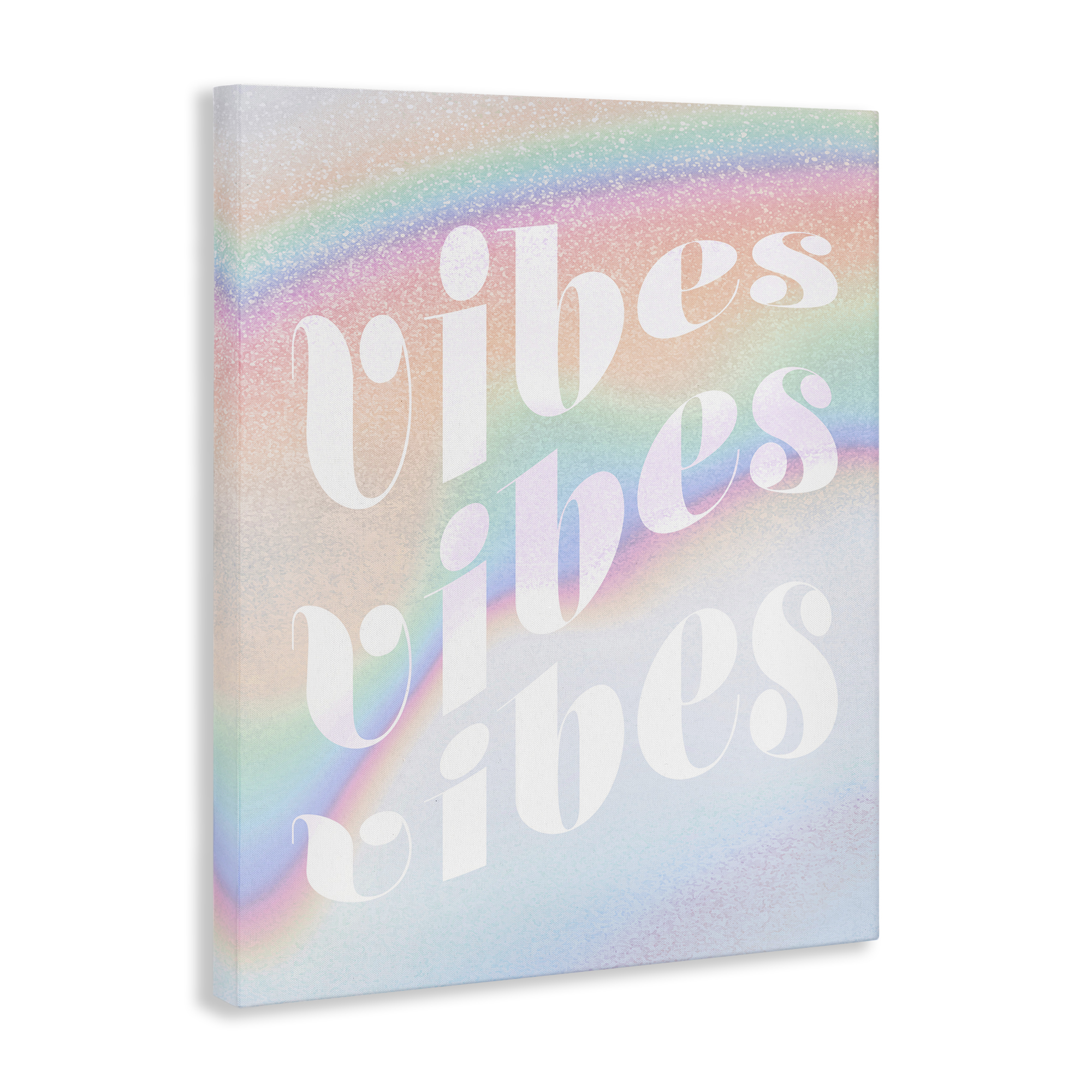 Stupell Industries Vibes over Glam Rainbow Text & Numbers Painting Wrapped Canvas Art Print Wall Art, 36 x 48