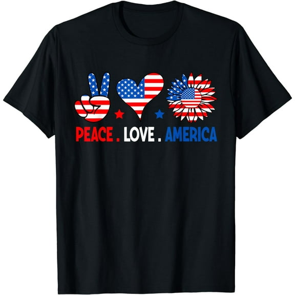 4th Of July Peace Love America US Flag Fourth Of July T-Shirt