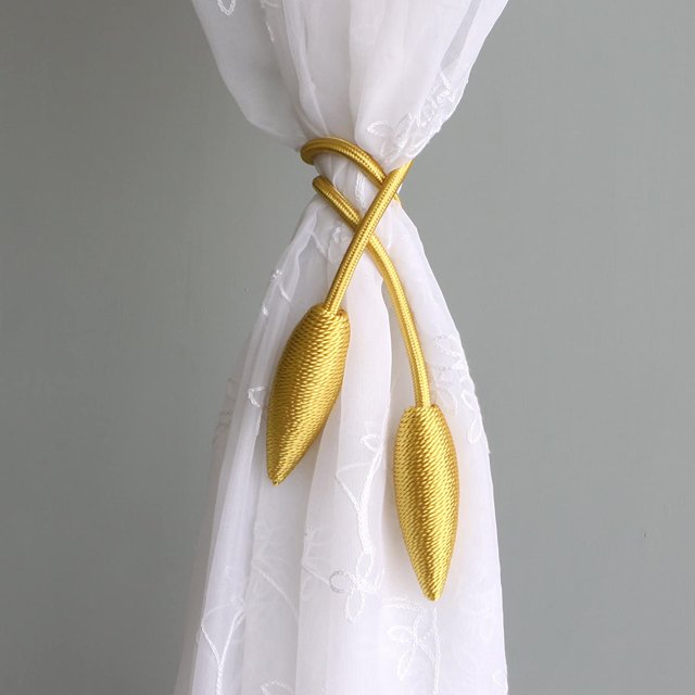2 Piezas Alzapaños para Cortinas Clips Creativos para Cortinas de Ventana Alzapaños Giratorios Estilo Europeo Soportes para Cortinas Hechos a Medida Retenes para Cortinas Decorativas, Dorado brillar Electrónica
