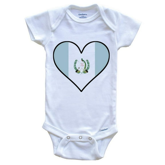 Guatemalan Flag Baby Bodysuit - Cute Guatemalan Flag Heart - Guatemala Baby Bodysuit, 0-3 Months White