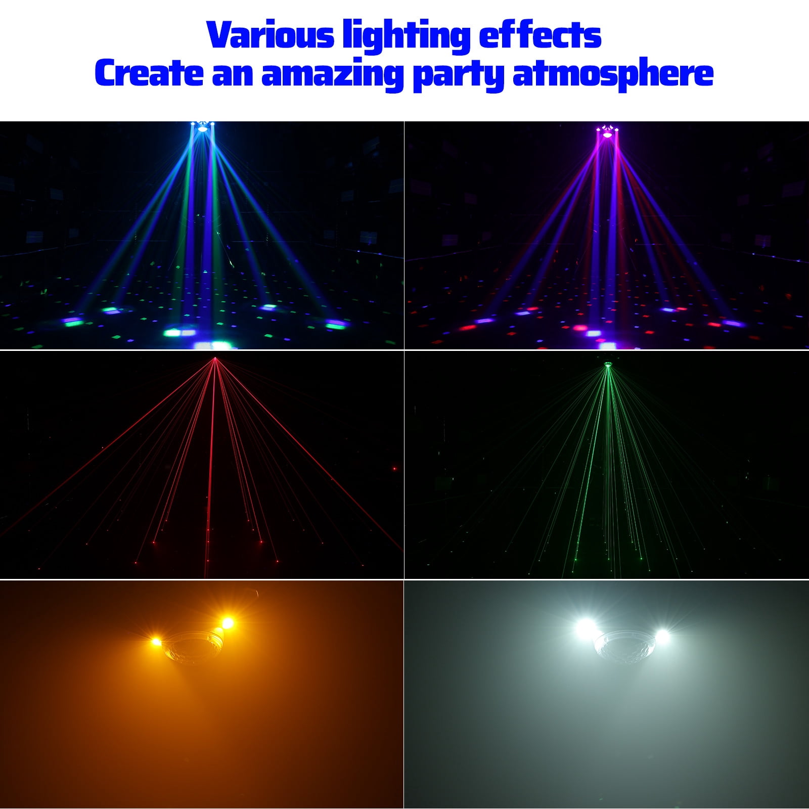 Moving Head DJ Lights, 6 Arm RGBW LED 150W Disco Stage Light with Mixed Lighting Effects, Sound Activated, DMX 512 Remote Control DJ Lights for Disco Club Wedding Party (Kaleidoscope)