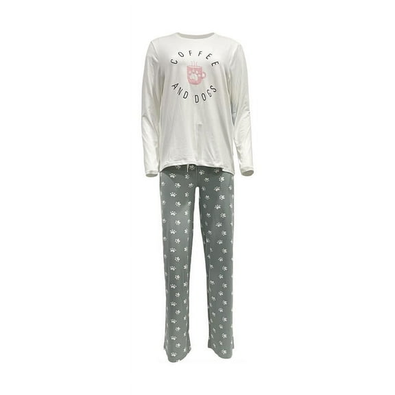Therapy Women Polyester Spandex Pajamas Set for Long Sleeve Sleepwear with Pants-Dogs-Large