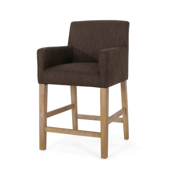 GDF Studio Chaparral Tabouret de Comptoir Contemporain en Bois Rembourré de Tissu de 26 Pouces, Brun et Brun Vieilli