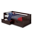 thumbnail image 1 of Pemberly Row Solid Wood Twin Daybed Panel Headboard with Drawers in Cappuccino, 1 of 4