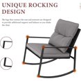 thumbnail image 3 of SUNCROWN 3 Pieces Outdoor Rocking Chair Set Patio Wicker Rattan Bistro Set Conversation Furniture with Cushions and Glass Coffee Table(Beige), 3 of 13